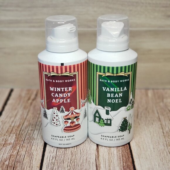 🆕Bath & Body Works Shapable Soap-Winter Candy Apple & Vanilla Bean Noel Bundle - Picture 2 of 4